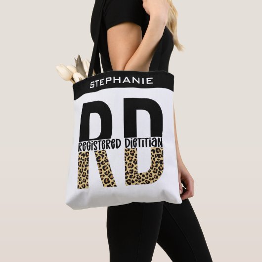Aangepast RD-geregistreerd Dietitian Cheetah Print Tote Bag (Dichtbij)