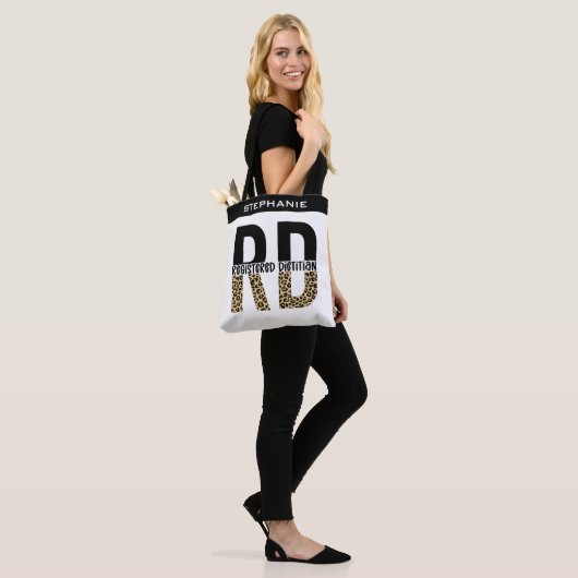 Aangepast RD-geregistreerd Dietitian Cheetah Print Tote Bag (Op model)