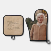 Aangepast recept handgeschreven ovenwant & pannenlap set (Voorkant)