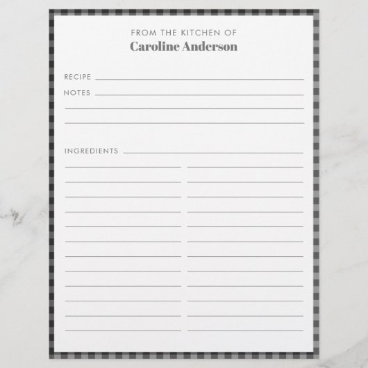 Aangepast recept van zwart-grijs geruit keukenform flyer (Voorkant)