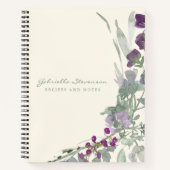 Aangepast recept voor Paarse Floral Greenery Water Notitieboek (Voorkant)