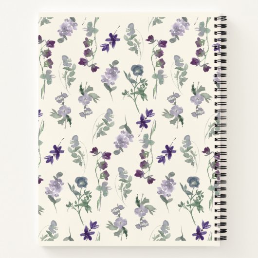 Aangepast recept voor Paarse Floral Greenery Water Notitieboek (Achterkant)