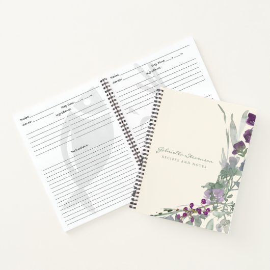 Aangepast recept voor Paarse Floral Greenery Water Notitieboek (Binnen)