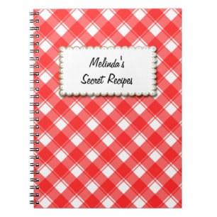 Aangepast receptenboek met rood-wit geruit patroon notitieboek