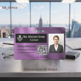 Aangepast Rechthoekig Logo Foto ID Metaal Violet Badge