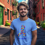 Aangepast reclamemateriaal voor autisme t-shirt<br><div class="desc">Custom Autism awareness lint t-shirts voor een fundraising-wandeling of -feest om autistische vrienden of familie bewust te maken van het probleem. Een geweldig,  trots autisme moeder of pap t-shirt dat gepersonaliseerd kan worden met elke tekst onder het puzzelstukje lint van blauw,  geel en rood.</div>