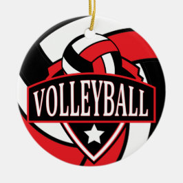 Aangepast - Red en Black 🏐 Volleyball Logo Keramisch Ornament