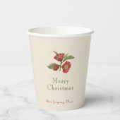 Aangepast Red Floral Holiday Papieren Bekers (Achterkant)