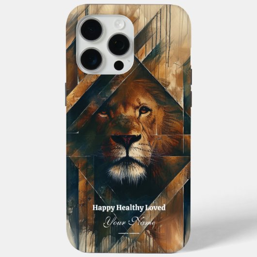 Aangepast: Regal Lion iPhone 15 ProMax Hoesje (Achterkant)