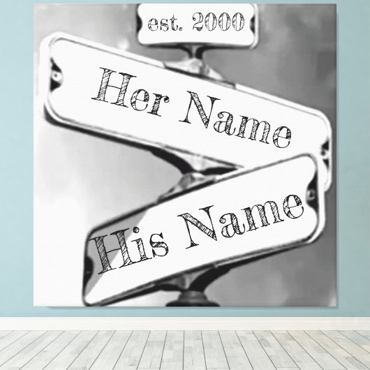 Aangepast Relatie Straatbord Canvas Afdruk (Insitu (Houten vloer))