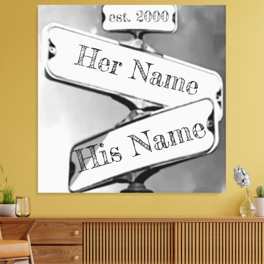 Aangepast Relatie Straatbord Canvas Afdruk (Insitu (Woonkamer))