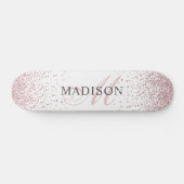 Aangepast rendabel Roos Gold Glitter Monogram Persoonlijk Skateboard (Horizontaal)