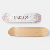 Aangepast rendabel Roos Gold Glitter Monogram Persoonlijk Skateboard (Horizontaal)