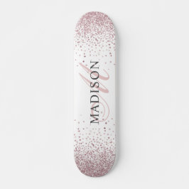 Aangepast rendabel Roos Gold Glitter Monogram Persoonlijk Skateboard