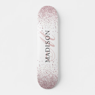 Aangepast rendabel Roos Gold Glitter Monogram Persoonlijk Skateboard