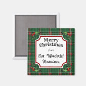 Aangepast Restaurant Christmas Green Plaid Magneet (Voorkant / Achterkant)