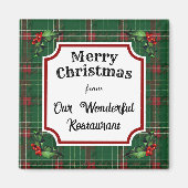 Aangepast Restaurant Christmas Green Plaid Magneet (Voorkant)