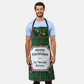Aangepast Restaurant Christmas Green Plaid Schort (Gedragen)