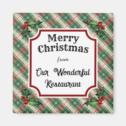 Aangepast Restaurant Christmas Plaid Magneet (Voorkant)
