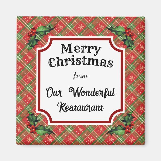 Aangepast Restaurant Kerst Rood Plaid Magneet (Voorkant)