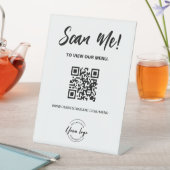 Aangepast Restaurant Menu QR code Scan Me Logo Reclamebord Met Voetstuk (Insitu)