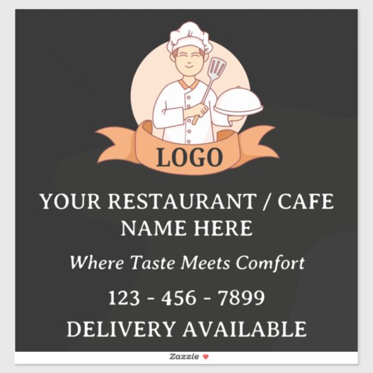 Aangepast restaurant of café Logo Sticker (Vel)