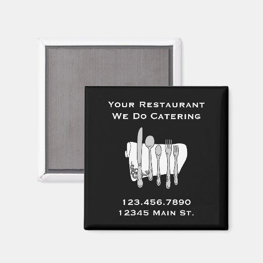 Aangepast restaurant - zwart-witSiverware Magnet (Voorkant / Achterkant)