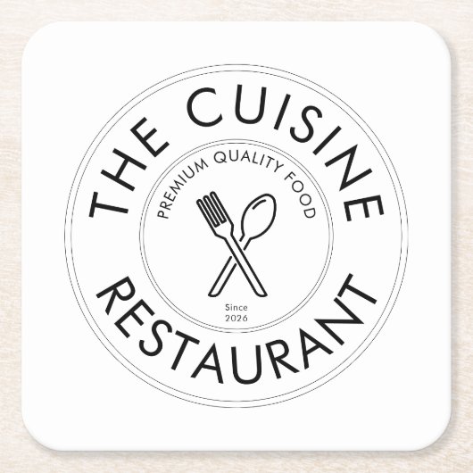 Aangepast restaurantlogo modern vierkant kartonnen onderzetters (Voorkant)