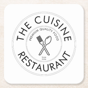 Aangepast restaurantlogo modern vierkant kartonnen onderzetters