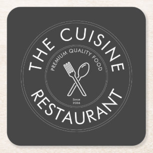 Aangepast restaurantlogo modern vierkant  papieren kartonnen onderzetters