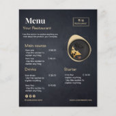 Aangepast restaurantmenu | Zwart modern fotomenu F Flyer (Voorkant)