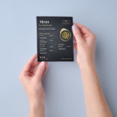 Aangepast restaurantmenu | Zwart modern fotomenu Flyer (Hand)