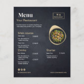 Aangepast restaurantmenu | Zwart modern fotomenu Flyer (Voorkant)