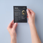 Aangepast restaurantmenu | Zwarte moderne fotomenu Flyer (Hand)