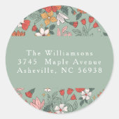 Aangepast retouradres groene kerst botanisch ronde sticker (Voorkant)