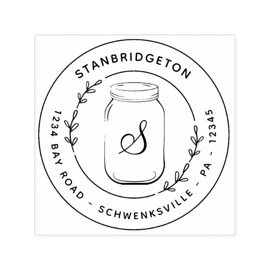 Aangepast retouradres land bruiloft Ronde Zelfinktende Stempel (Design)