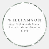 Aangepast retouradres met botanisch groen voor dou ronde sticker (Voorkant)