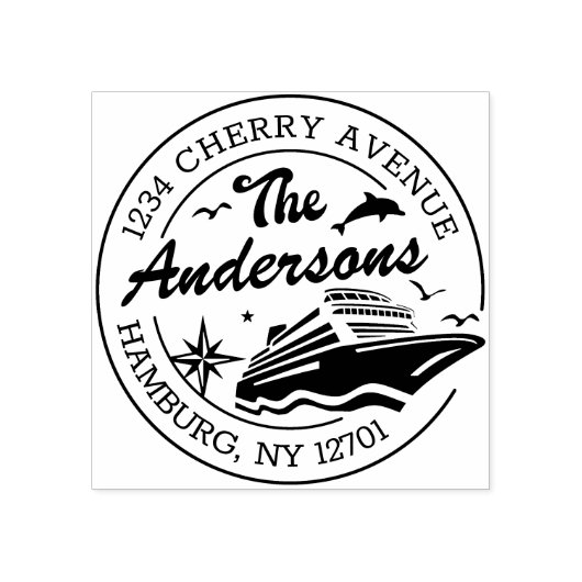 Aangepast retouradres met cruiseschip rubberstempel (Afrduk)