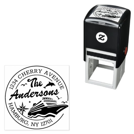 Aangepast retouradres met cruiseschip  zelfinktende stempel (In situ)