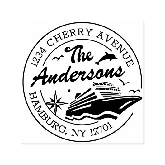 Aangepast retouradres met cruiseschip zelfinktende stempel (Design)
