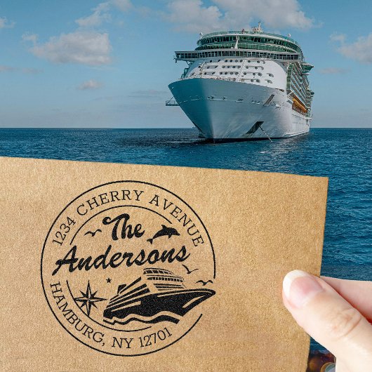 Aangepast retouradres met cruiseschip  zelfinktende stempel
