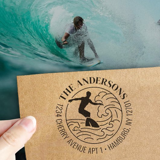 Aangepast retouradres surfplank surfen golf rubberstempel