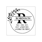 Aangepast retouradres van de familie met monogram, rubberstempel (Afrduk)