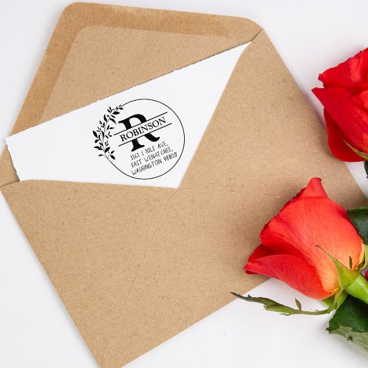Aangepast retouradres van de familie met monogram, rubberstempel