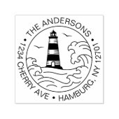 Aangepast retouradres Vuurtoren Kust Nautisch Zelfinktende Stempel (Design)