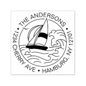 Aangepast retouradres zeilboot familie  zelfinktende stempel (Design)