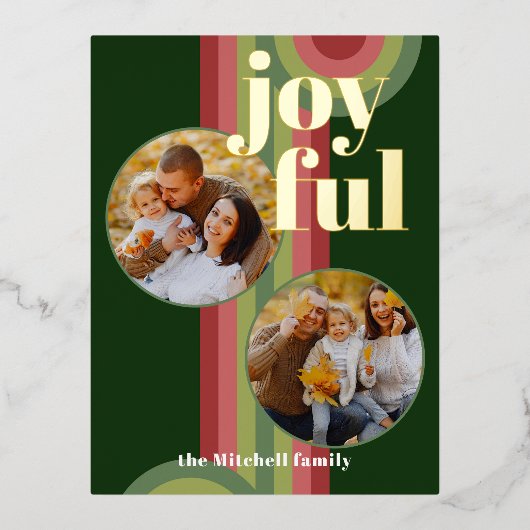 Aangepast Retro Abstract Golven Kunstpatroon Echt  Folie Feestdagen Briefkaart (Voorkant)