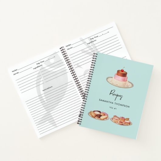 Aangepast Retro Dessert Recepten Kookboek Notitieboek (Binnen)