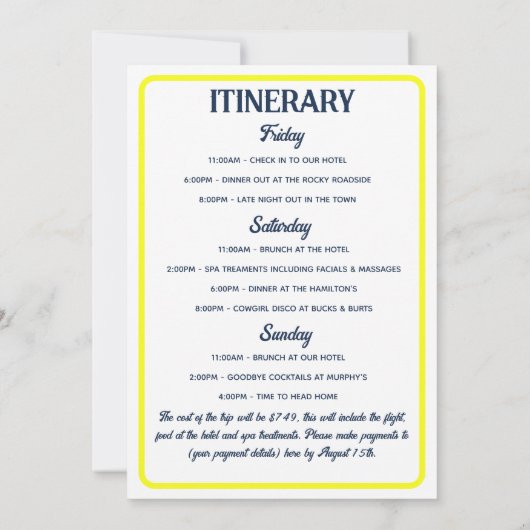 Aangepast retro Disco Bachelorette Weekend Kaart (Achterkant)