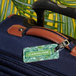 Aangepast Retro Hip Tropisch Groen Palm Bladeren P Bagagelabel